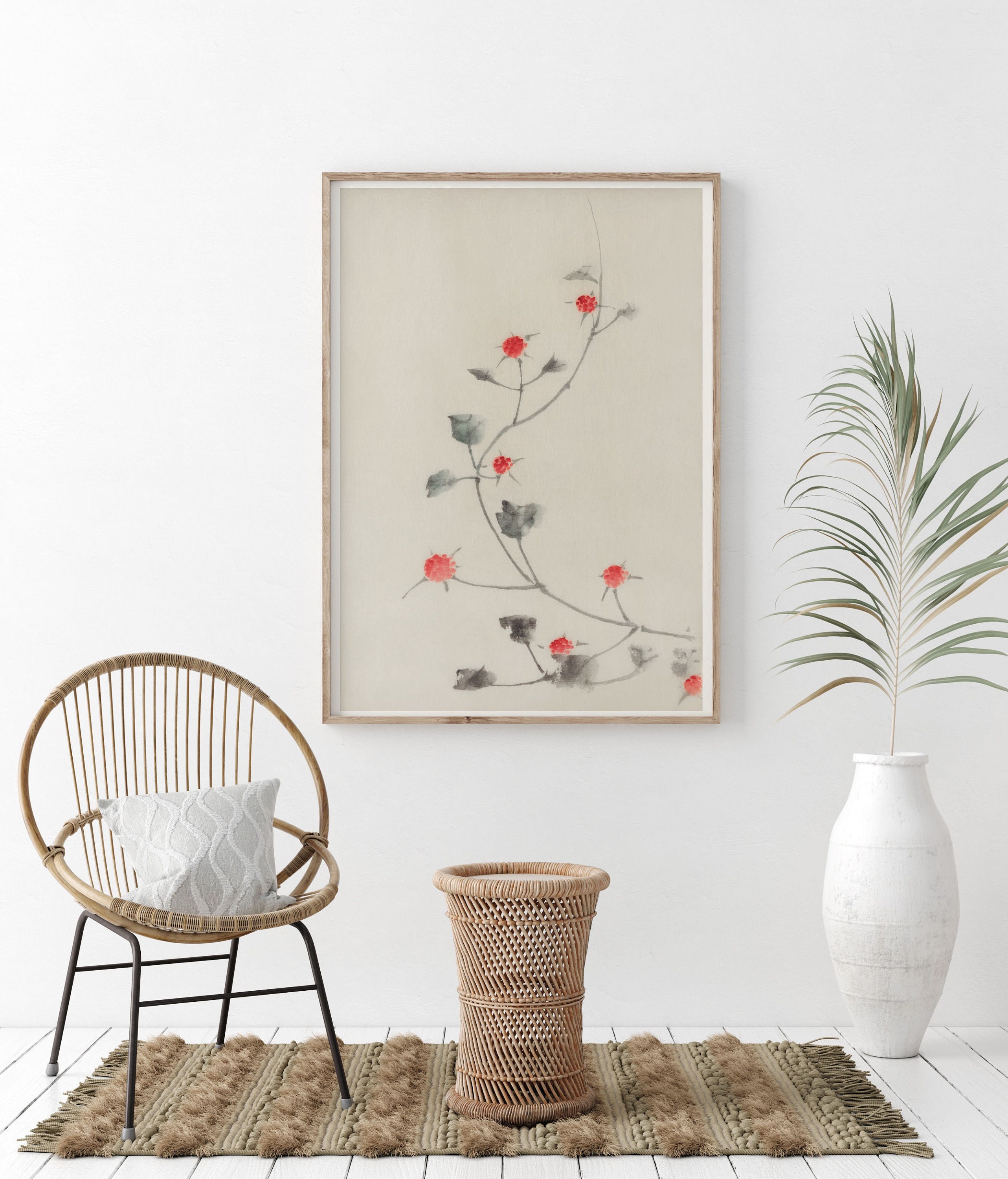 Japandi Print Japanese Wall Art Japandi Floral Art Poster Etsy
