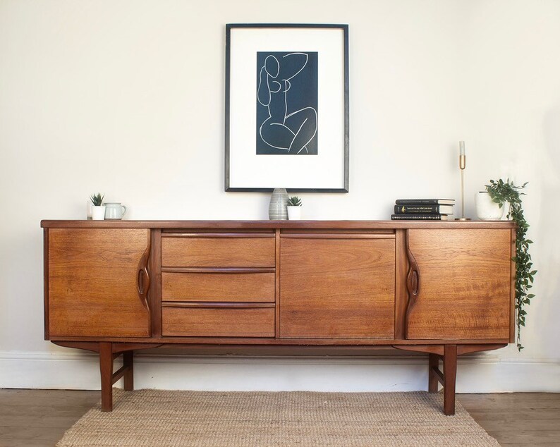 Sold Mid Century Sideboard Drinks Cabinet Teak Credenza Etsy