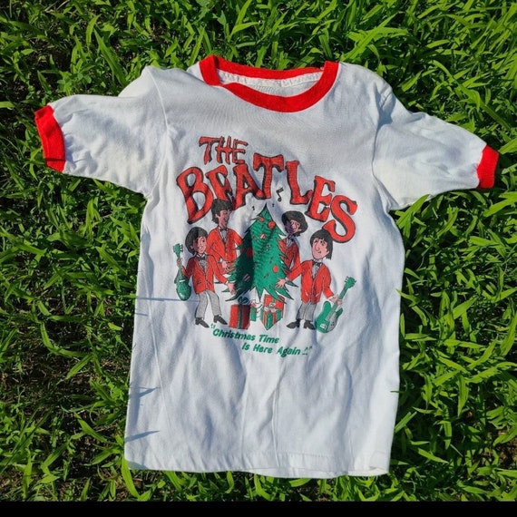 RARE 70s The Beatles Christmas Ringer Tshirt
