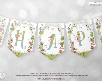 Fairy Garden Birthday Banner Editable | Our Little Fairy | Fairy Garden Party | Fairy First Birthday Banner | Digital | Template 0062