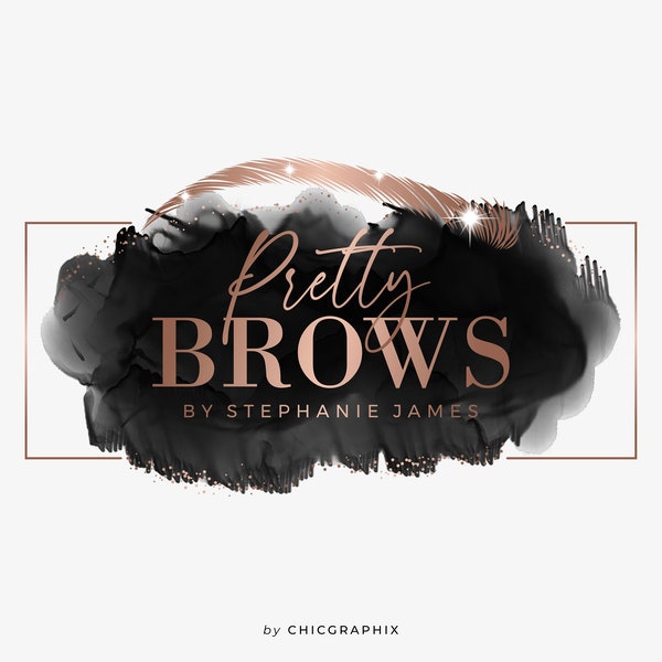 Brow Logo, Eyebrows Logo, Microblading Logo, Beauty Logo, Premade Logo, Makeup Artist Logo, Tattoo Brow Logo, Rose Gold Logo, Cosmetics Logo