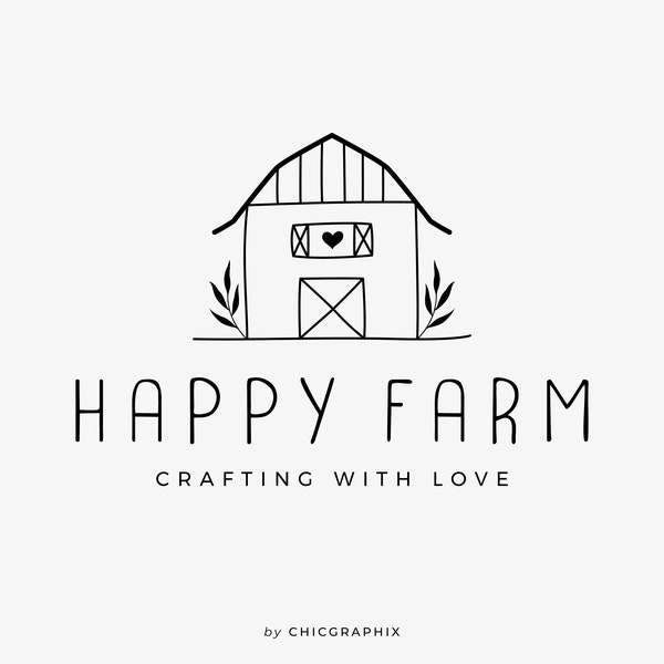 Farmhouse Logo, Cottage House Logo, Barn Logo, House Logo, Botanical Logo, Farm Logo, Boutique Logo, Farmstead Logo, Cottage Logo