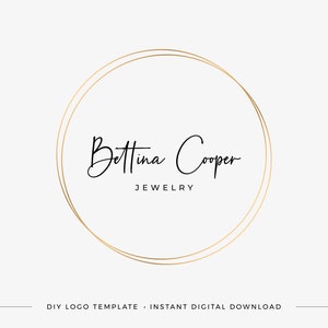 DIY Gold Circle Beauty Logo, Jewelry Logo, Makeup Artist Logo, Photography Logo, Hairstylist Logo, DIY Logo, Boutique Logo, Simple Logo