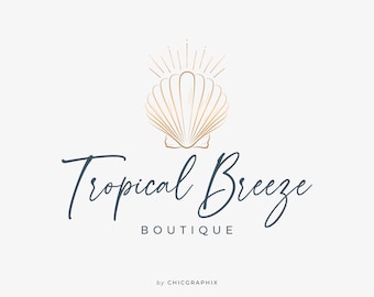 Seashell Logo, Boho Logo, Coastal Logo, Logo Design, Nautical Logo, Beach Logo, Seaside Logo, Boutique Logo, Branding Logo, Tropical Logo