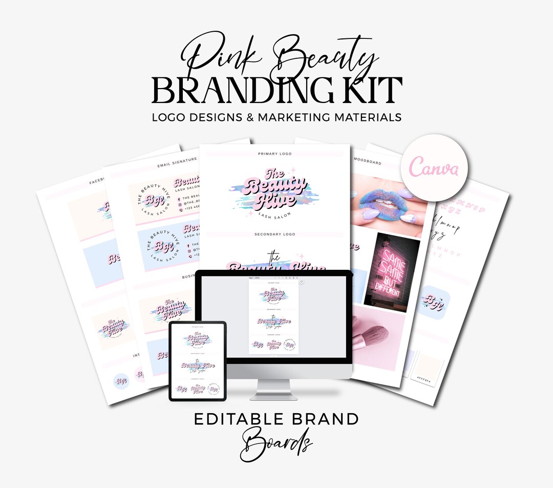 DIY Beauty Branding Kit, Beauty Logo Designs, Editable Canva Template ...