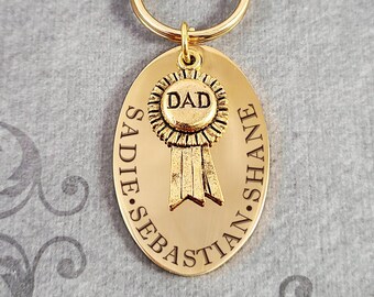 Dad Keychain Kids Names Keychain #1 Dad Necklace STAINLESS STEEL Custom Engraved Keychain Personalized Engraved Jewelry Father's Day Gift