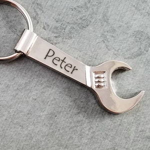 Wrench Keychain Bottle Opener Keychain Name Keychain Dad Keychain Custom STAINLESS STEEL Engraved Keychain Boyfriend Gift Groomsman Gift