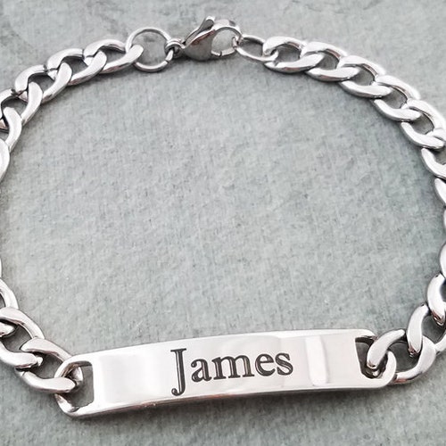 Name Bracelet Men's Bracelet Men's Jewelry Stainless Etsy