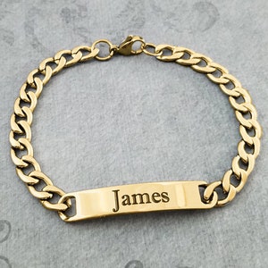 Name Bracelet Men's Bracelet Men's Jewelry Stainless Steel ID Bracelet Personalized Bracelet Engraved Bracelet Custom Bracelet Bar Bracelet