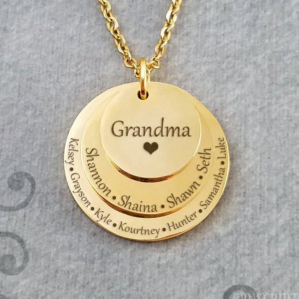 Grandchildren's Names Grandma Grandchildren Jewelry 14K Solid - Main Image