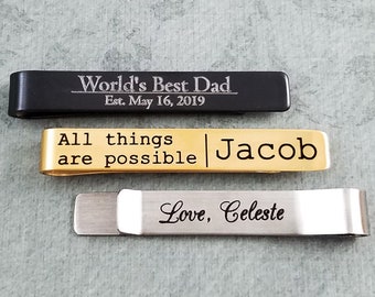 Tie Clip Personalized Tie Bar Necktie Clip Name Tie Clip Engraved Tie Clip Father's Day Gift for Dad Custom Tie Clip Groomsmen Best Man Gift