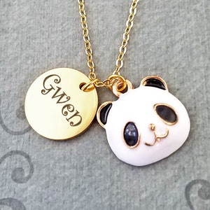 Panda Halskette Edelstahl Namen graviert Halskette Personalisierte Halskette maßgeschneiderte Panda-Bär Charm Anhänger Halskette Geschenk