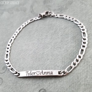 Name Bracelet Couples Bracelet Heart Bracelet Stainless Steel ID Bracelet Personalized Bracelet Engraved Bracelet Custom Bracelet Valentine