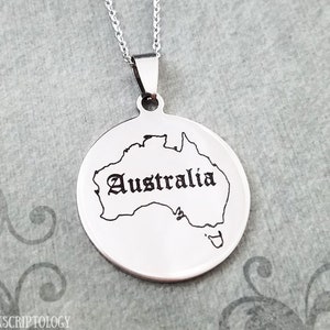 Australia Necklace PICK YOUR COUNTRY Necklace Stainless Steel Necklace State Necklace Engraved Necklace Long Distance Relationship Jewelry