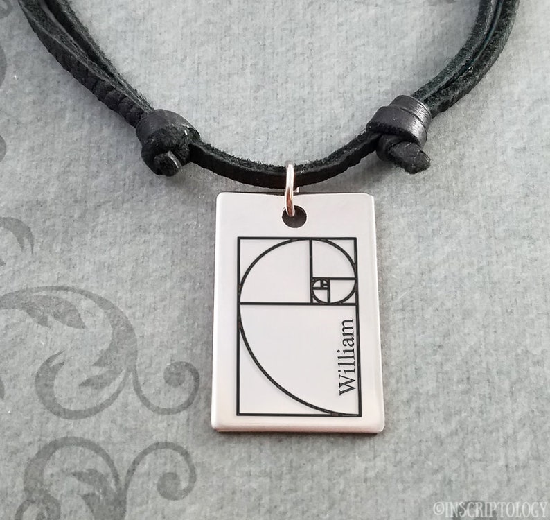 Golden Spiral Necklace Golden Ratio Necklace Men/'s Jewelry Name Necklace Fibonacci Spiral STAINLESS STEEL Necklace Engraved Necklace Artist