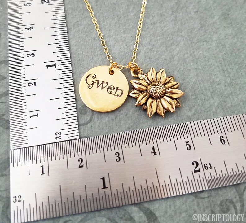 Sunflower Necklace STAINLESS STEEL Name Necklace Engraved Etsy