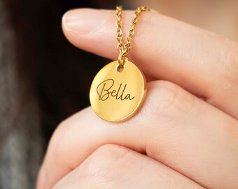 Personalized Name Necklace STAINLESS STEEL Engraved Pendant Necklace Custom Engraving Delicate Women's Jewelry Gift for Her Mother's Day