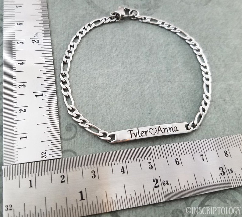 Name Bracelet Couples Bracelet Heart Bracelet Stainless Steel ID Bracelet Personalized Bracelet Engraved Bracelet Custom Bracelet Valentine