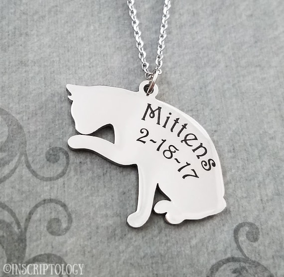 Engraved cat necklace best sale