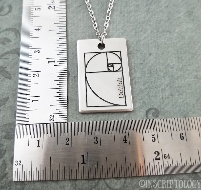 Golden Spiral Necklace Golden Ratio Necklace Men/'s Jewelry Name Necklace Fibonacci Spiral STAINLESS STEEL Necklace Engraved Necklace Artist