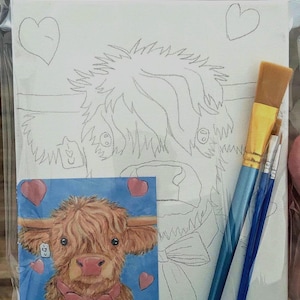 Highland Cow Paint Kit, DIY Art, Screen-Free Fun, Ages 5+ image 1