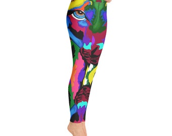 Eye of the Lion Yoga Leggings - colorful leggings created from original painting