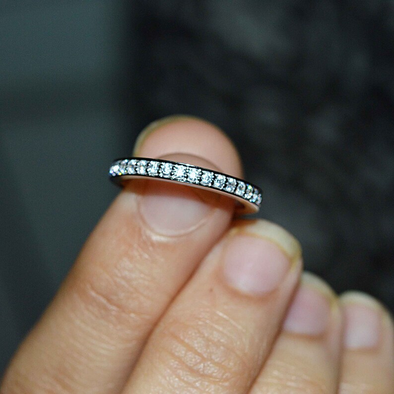 14k Yellow Gold Wedding Anniversary Band Simple Wedding Band Ring Diamond Wedding Band Full Eternity Anniversary Band Women Diamond Band