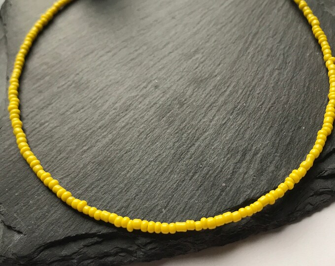 Super Tiny Yellow Seed Bead Necklace / Choker Choose a Shade Etsy