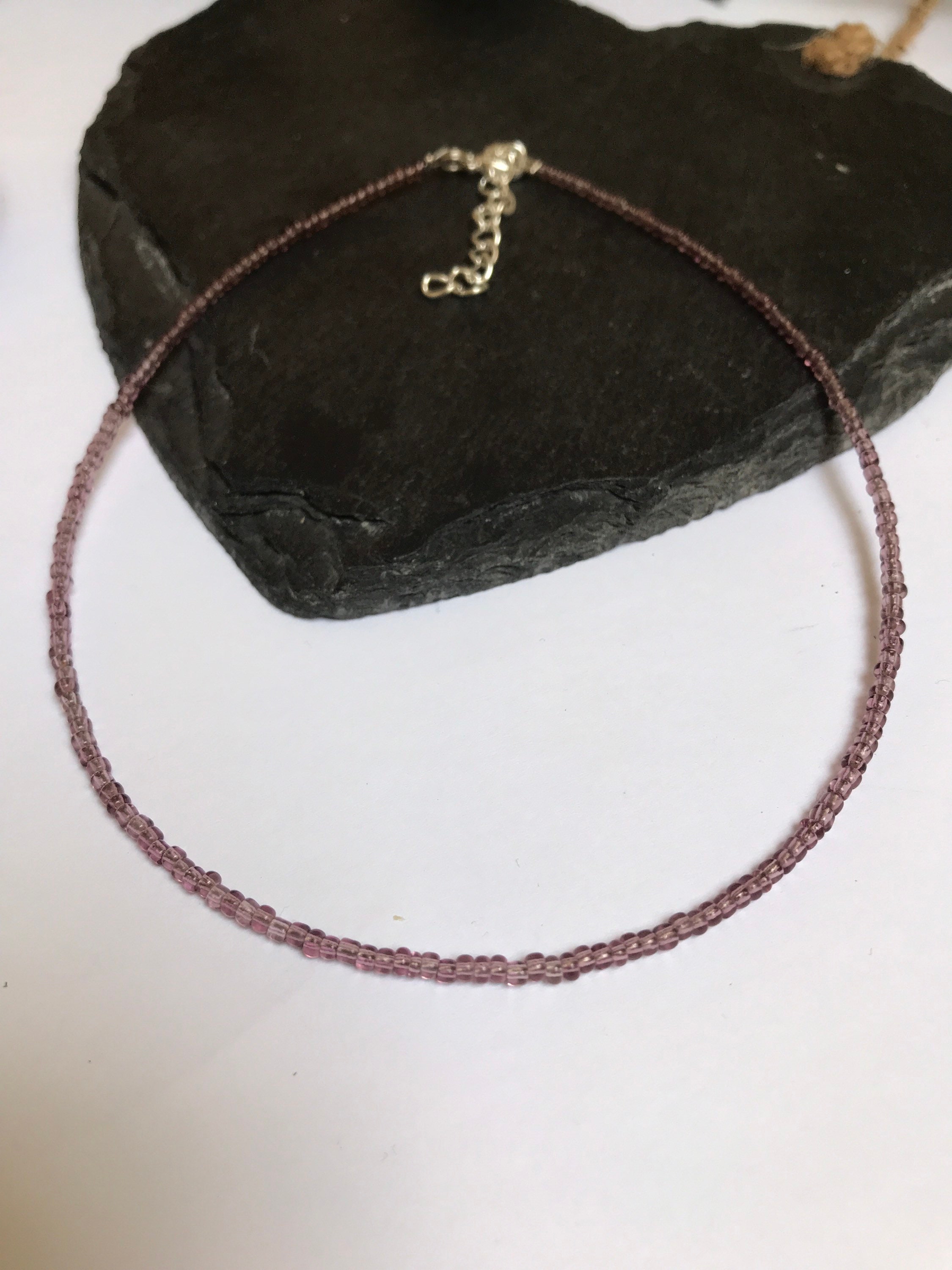 Amethyst Colour Seed Bead Choker, Wire Neclace,,Beaded Choker,Seed Be…