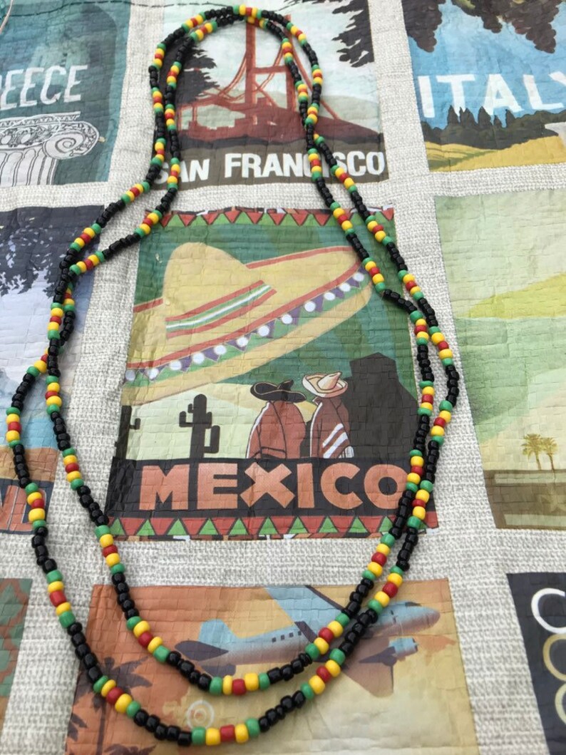 Rasta Reggae Glass Beads Necklace