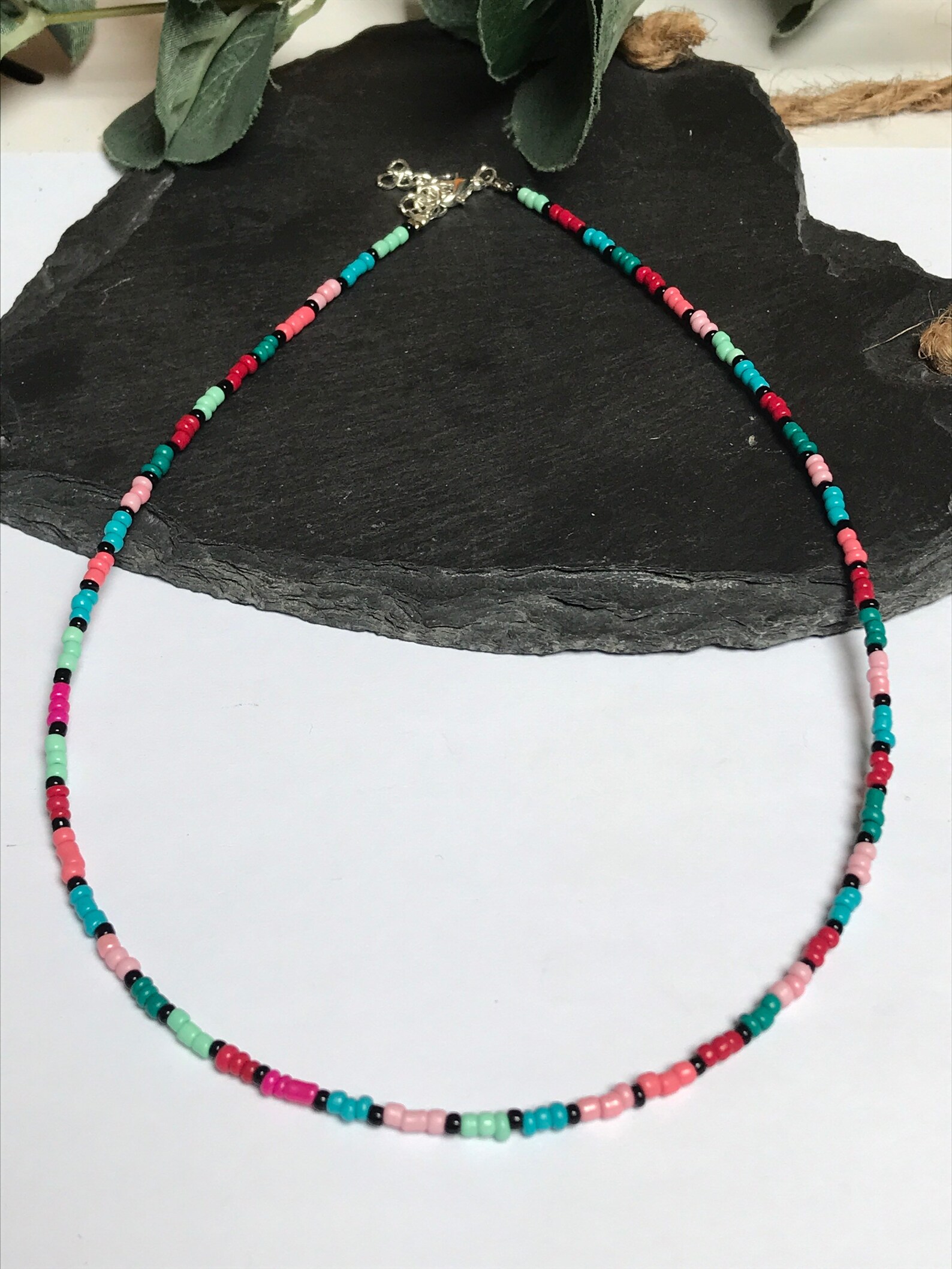 Multi Colour Seed Bead Choker Wire NeclaceBeaded Etsy