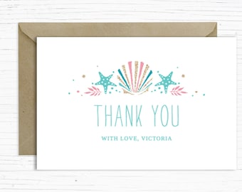 Chá de panela na praia, cartão de agradecimento, chá de panela náutico, rosa, para impressão, download instantâneo