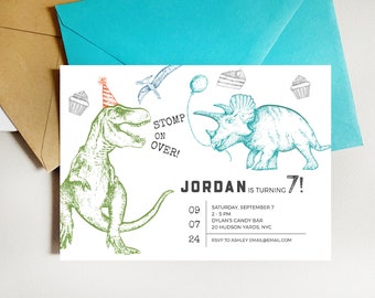 Convite de dinossauro, convite de aniversário de dinossauro, convite de festa de dinossauro, aniversário de Dino, convite jurássico, convite T-Rex, para impressão