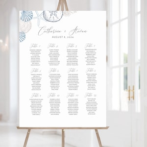 Beach Wedding Seating Chart, Nautical Wedding Seating Chart, Beach Theme, Beach Wedding Shower Sign, Printable, INSTANT DOWNLOAD