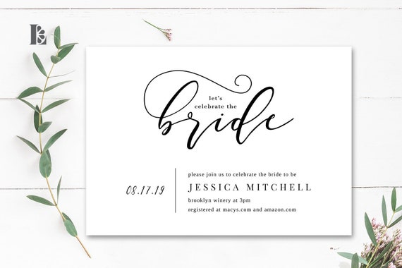 Bridal Shower Invitation Instant Download, Printable Invitation, Black and White, Modern, Minimal, Elegant, Shower Invitation Template Il_570xn
