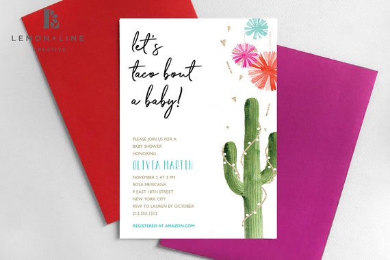 Fiesta Baby Shower Invitation, Cactus Baby Shower Invitation, Mexican Baby Shower Invite, Mexican Theme Invitation, Taco, Printable,Template Il_570xn