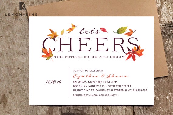 Fall Shower Invitation, Fall Bridal Shower Invite, Couples Shower, Bubbles and Brew Invite, Rustic, INSTANT DOWNLOAD, Printable Invite Il_570xn