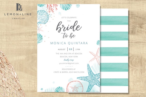 Beach Bridal Shower Invitation Templates C Punkt