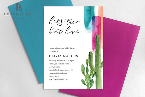 Fiesta Bridal Shower Invitation, Cactus Bridal Shower Invitation, Mexican Shower, Mexican Theme, Taco, Instant Download,Printable,Template Il_570xn