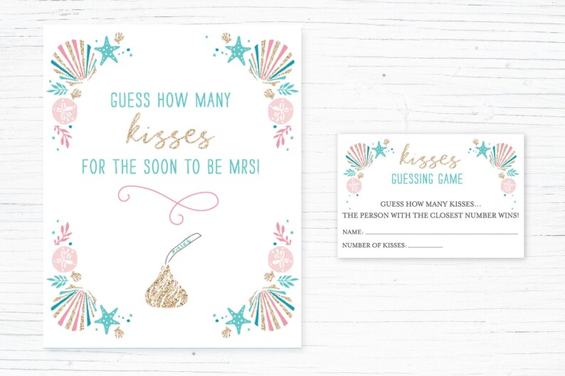 Beach Bridal Shower Games, How Many Kisses, Nautical Shower Games, Pink ...