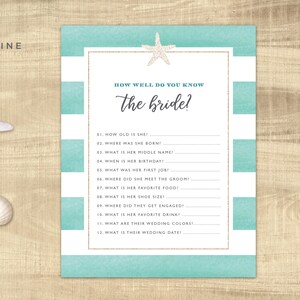 Beach Bridal Shower Games, Beach Theme Games Bundle, Nautical Shower ...