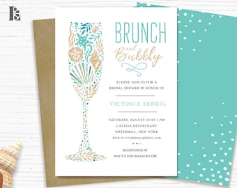 Convite para chá de panela na praia, tema de praia, chá de panela no oceano, estrela do mar, turquesa, dourado, convite para impressão, modelo, download instantâneo