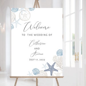 Beach Wedding Welcome Sign, Beach Sign, Beach Theme, Nautical Wedding, Wedding Sign, Printable, Template, 18x24, INSTANT DOWNLOAD