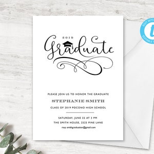 Graduation Invitation Template, Graduation Invite, Graduation Party, Senior Graduation, Printable Invite, College Grad, High School Grad