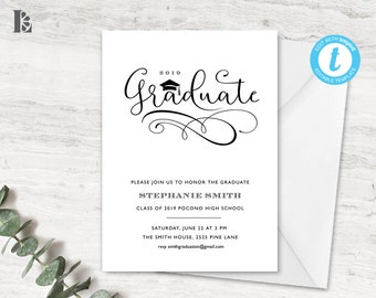 Graduation Invitation Template, Graduation Invite, Graduation Party, Senior Graduation, Printable Invite, College Grad, High School Grad