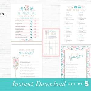 Beach Bridal Shower Games, Beach Theme Games Bundle, Nautical Shower ...