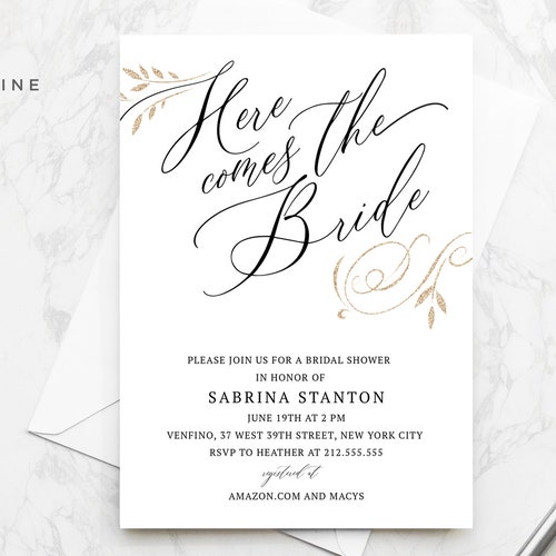 Minimalist Bridal Shower Invitation Editable Template Modern Etsy