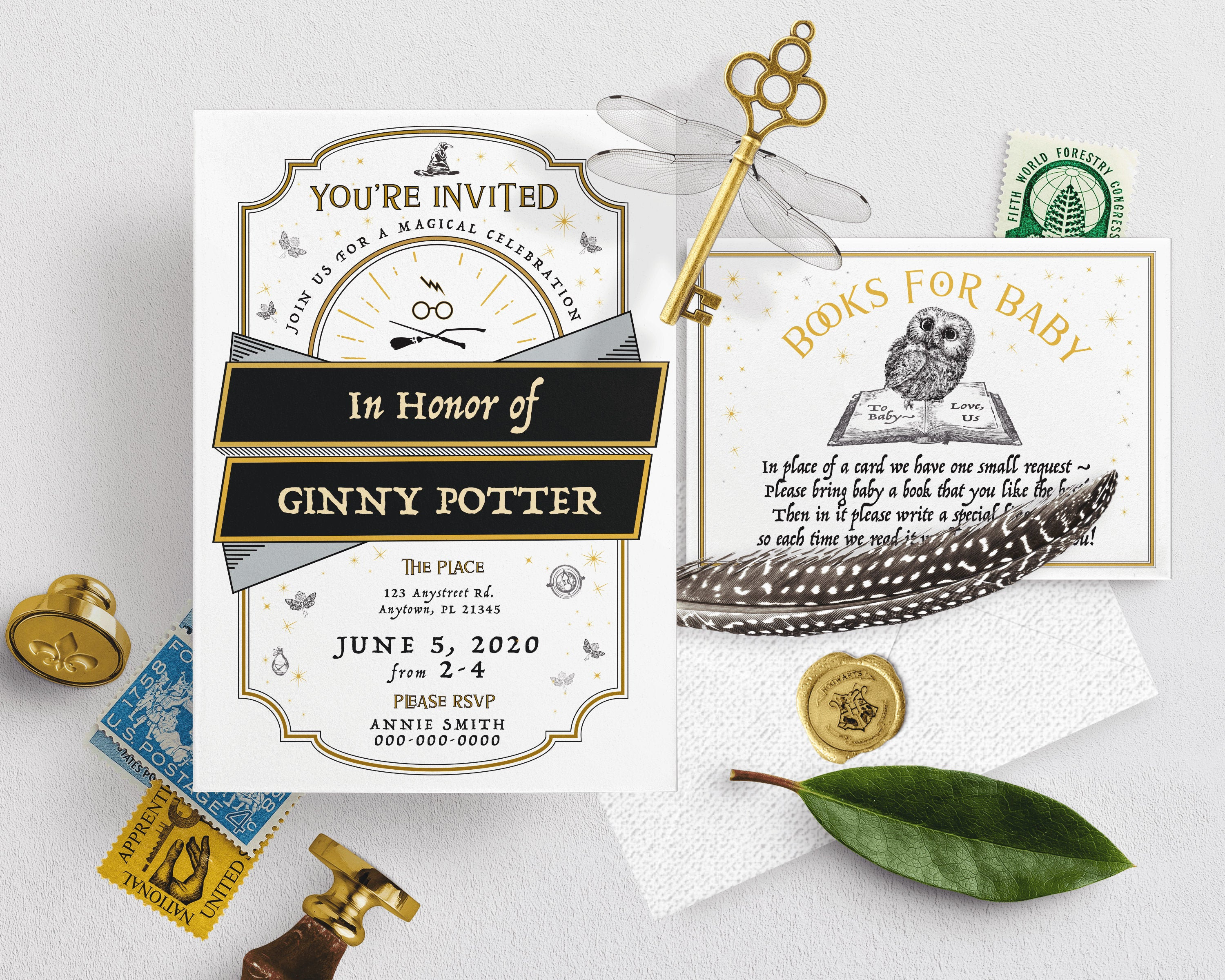 Magical Elegant baby shower printable Invitation Books for Baby card Personalize Customize INSTANT DOWNLOAD Edit in Corjl