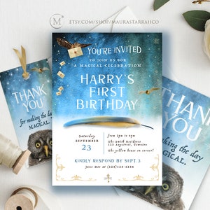 Magical birthday Invitation | printable, editable, customized Invite set | wizard themed Birthday kit instant download | virtual invite