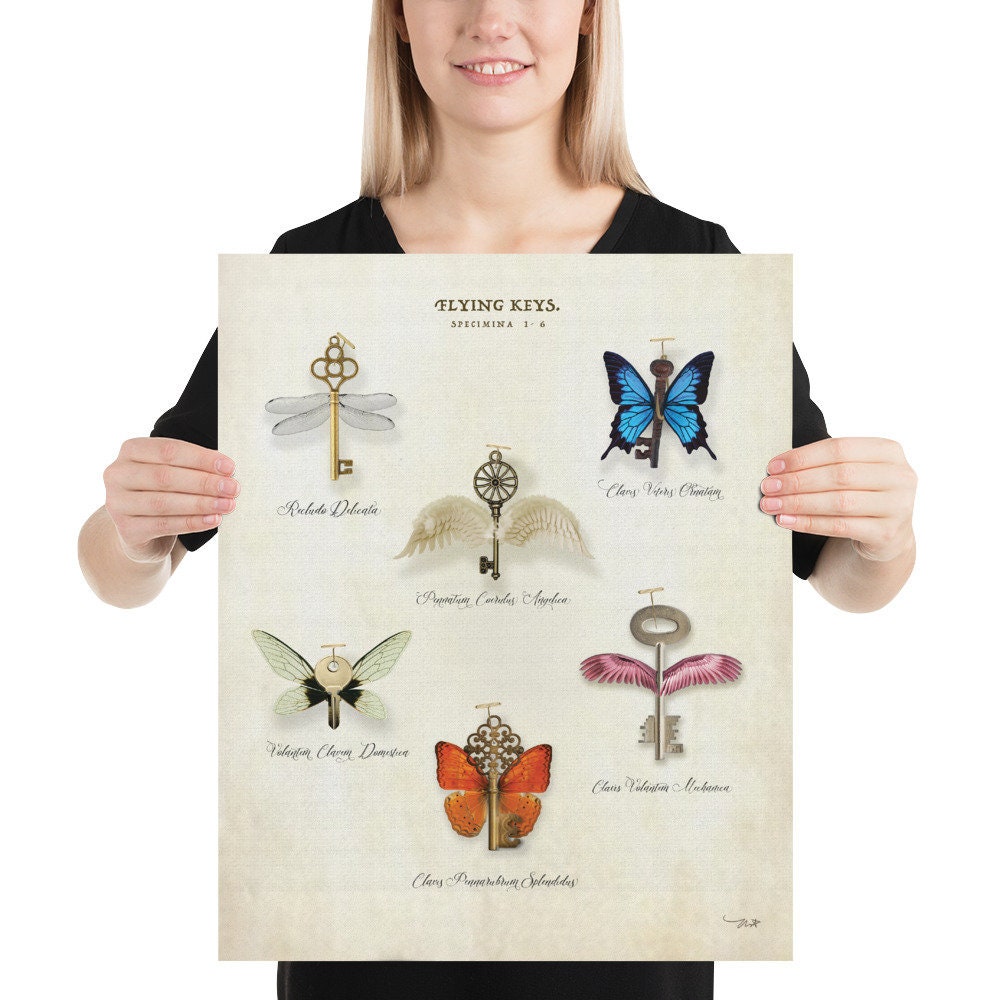 Flying Keys PRINT Poster Art Fantasy Magical Wizard Baby - Etsy